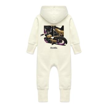 Star (gold) // Illustration - Baby Organic Sweat Overalls With Hood - vanilla - Back