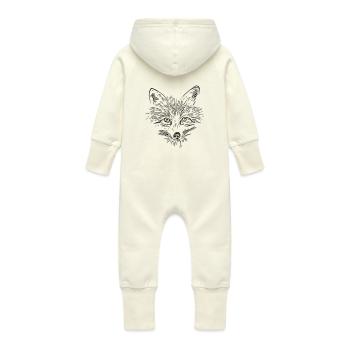 Visage de renard - Visage de renard - Grenouillère à capuche bio en molleton Bébé - vanille - Dos