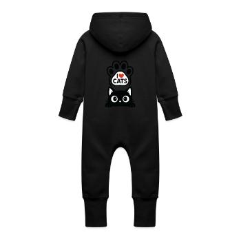 J’adore les chats - Grenouillère à capuche bio en molleton Bébé - vanille - Dos