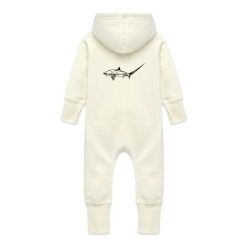 Elegant thresher shark - Baby Organic Sweat Overalls With Hood - vanilla - Back