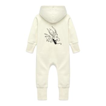 chinese dragon tribal - Grenouillère à capuche bio en molleton Bébé - vanille - Dos