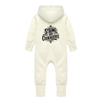 Courageux et fort - Grenouillère à capuche bio en molleton Bébé - vanille - Dos