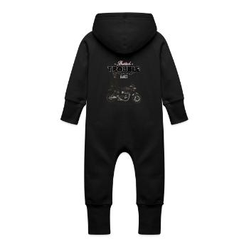 Modern Classic // Custom // Motorcycle - Baby Organic Sweat Overalls With Hood - vanilla - Back