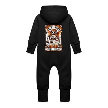 Libra Tarot Card – Mystic Balance & Air Sign Art - Baby Organic Sweat Overalls With Hood - vanilla - Back