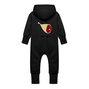 ich bin Schinken - Baby Bio Sweat Overall mit Kapuze - Vanille-Milchshake - Hinten