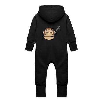 Sleepy Monkey - Baby Organic Sweat Overalls With Hood - vanilla - Back