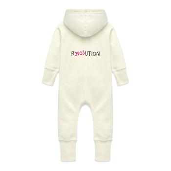 révolution - Grenouillère à capuche bio en molleton Bébé - vanille - Dos