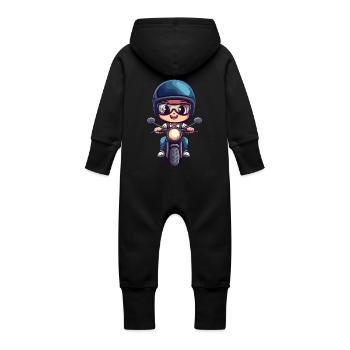 Moto pour enfants Design - Grenouillère à capuche bio en molleton Bébé - vanille - Dos