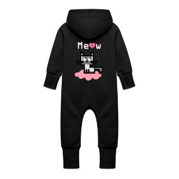 Holy Burma Cat on a pink cloud - Baby Organic Sweat Overalls With Hood - vanilla - Back