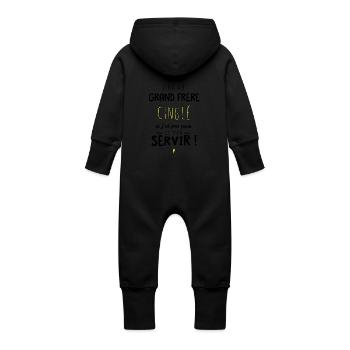 J'ai un grand frére cinglé et je peux m'en servir - Grenouillère à capuche bio en molleton Bébé - vanille - Dos