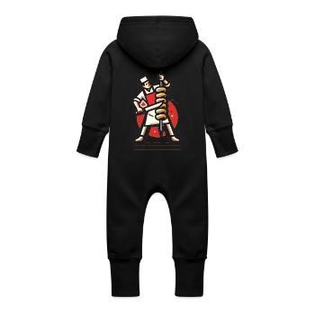 Dönermann Logo Döner Kebab - Baby Organic Sweat Overalls With Hood - vanilla - Back