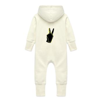 paix jaune - Grenouillère à capuche bio en molleton Bébé - vanille - Dos