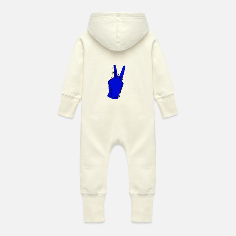 peace blue - Baby Bio Sweat Overall mit Kapuze - Vanille-Milchshake