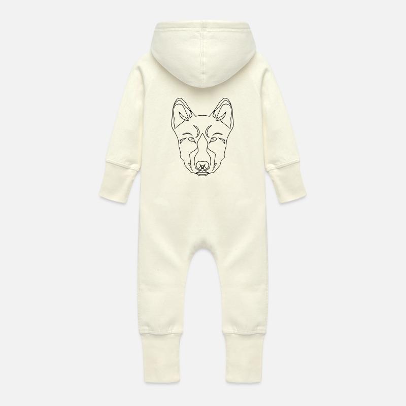 Stylized Dog - Grenouillère à capuche bio en molleton Bébé - vanille