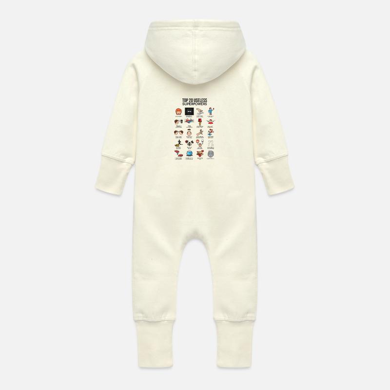 20 cadeaux de super pouvoirs superflus - Grenouillère à capuche bio en molleton Bébé - vanille