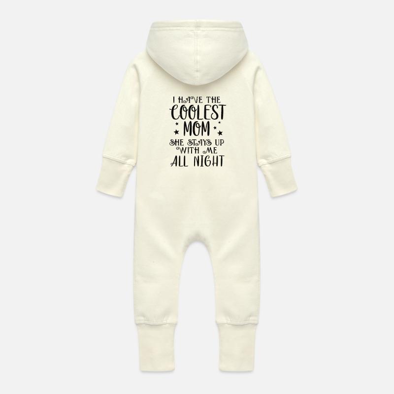 Bébé maman bébé disant - Grenouillère à capuche bio en molleton Bébé - vanille