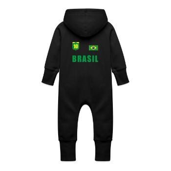 Brésil Football T-Shirt Jersey Fanshirt Ventilateurs - Grenouillère à capuche bio en molleton Bébé - vanille - Dos