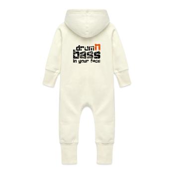 Drum'n'Bass Music Techno Bass Gift Idea - Baby Organic Sweat Overalls With Hood - vanilla - Back