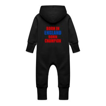 born in england born champion - angleterre - Grenouillère à capuche bio en molleton Bébé - vanille - Dos