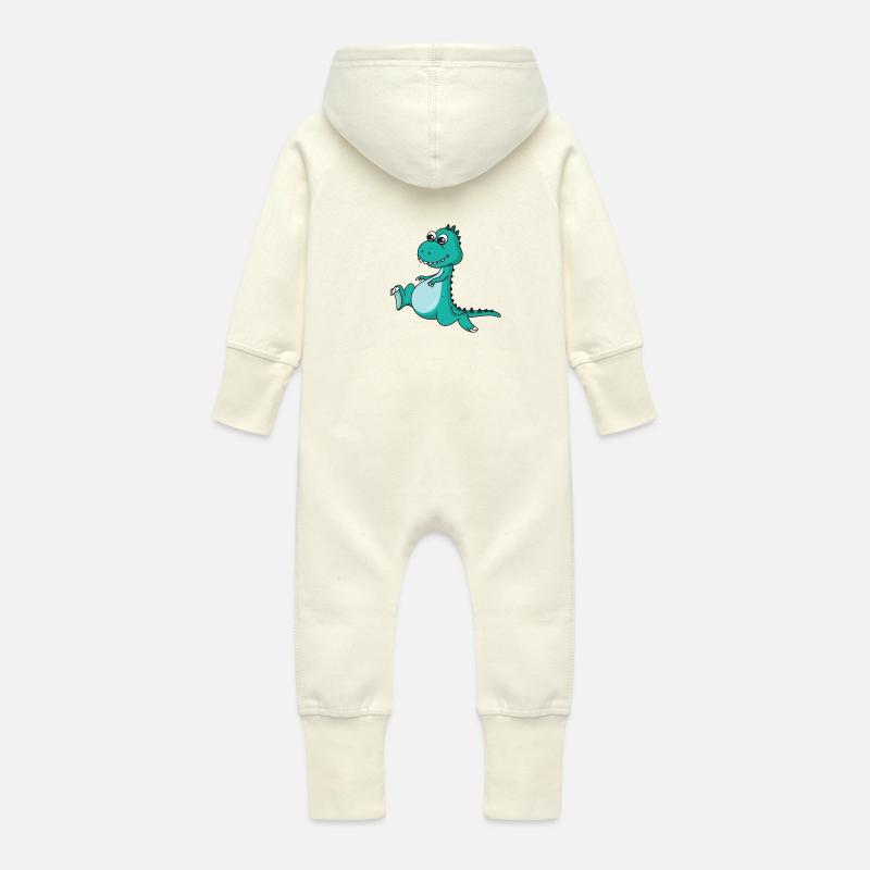 Dinosaur Rex doux-cadeau enfants Dino - Grenouillère à capuche bio en molleton Bébé - vanille