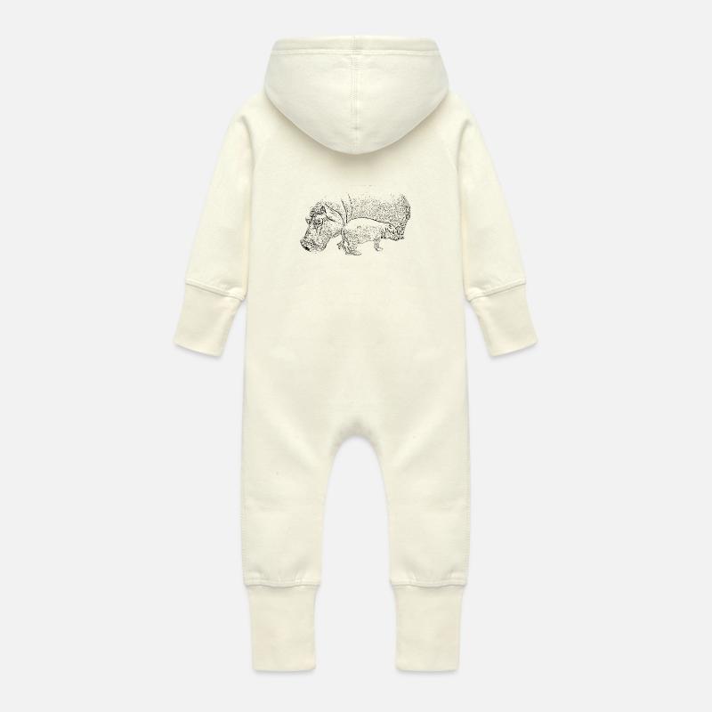 Hippo - Baby Bio Sweat Overall mit Kapuze - Vanille-Milchshake