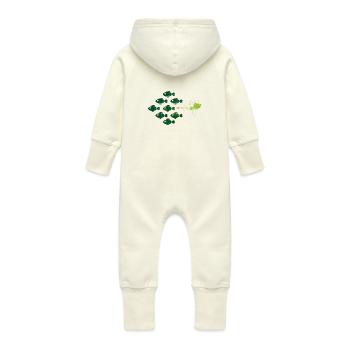 Vegans dare bright - Baby Organic Sweat Overalls With Hood - vanilla - Back