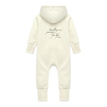 rejse - Økologisk sweatshirt-overall med hætte til baby - vaniljemilkshake - Bagpå