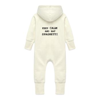 spaghetti - Baby Organic Sweat Overalls With Hood - vanilla - Back