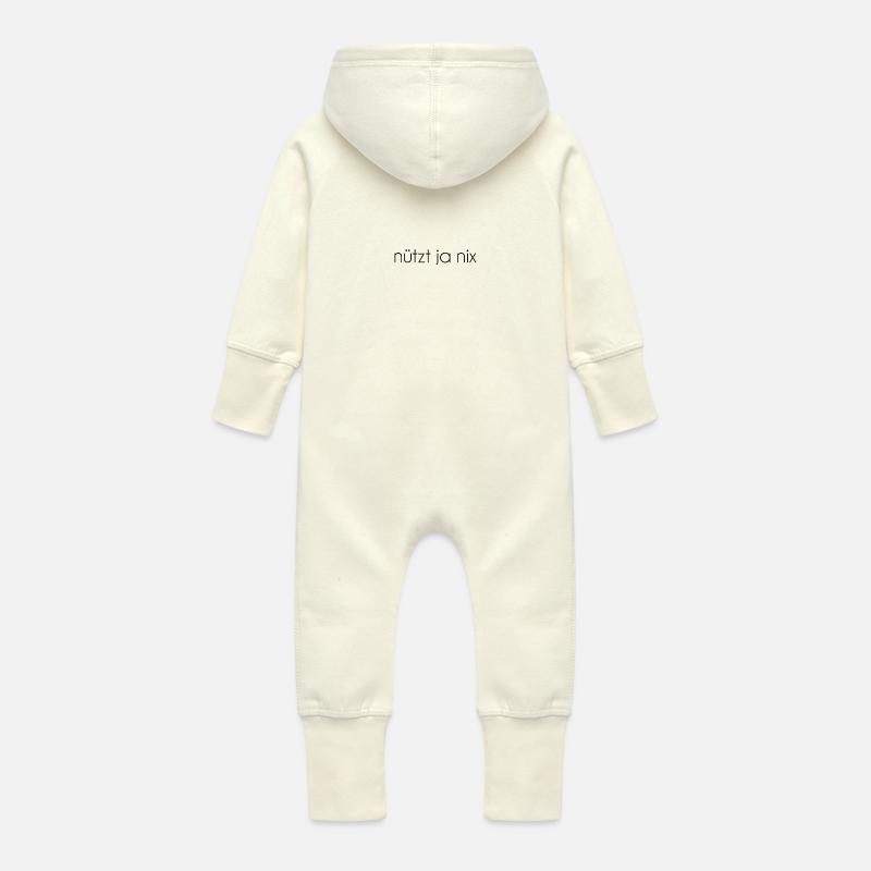 N'aide pas le noir - Grenouillère à capuche bio en molleton Bébé - vanille