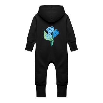 Fleur Bleue du Romantisme, abstraction - Grenouillère à capuche bio en molleton Bébé - vanille - Dos