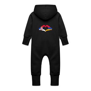 Serbie Arménie Drapeau Mains Coeur - Grenouillère à capuche bio en molleton Bébé - vanille - Dos