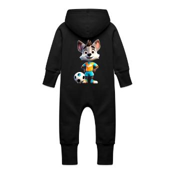 Wolf Soccer - Baby Organic Sweat Overalls With Hood - vanilla - Back