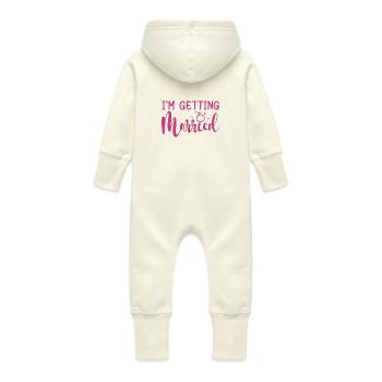 Je me marie Fête de fiançailles Cadeau de contrepartie - Grenouillère à capuche bio en molleton Bébé - vanille - Dos