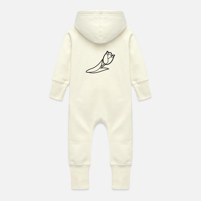 Blumen: Tulpe - Baby Bio Sweat Overall mit Kapuze - Vanille-Milchshake