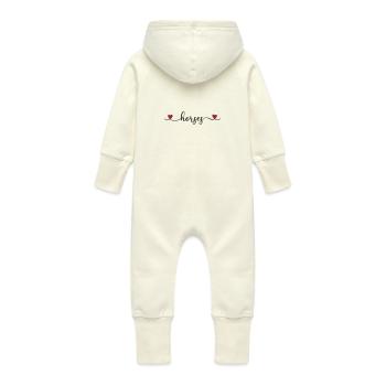 J'aime les chevaux - Grenouillère à capuche bio en molleton Bébé - vanille - Dos