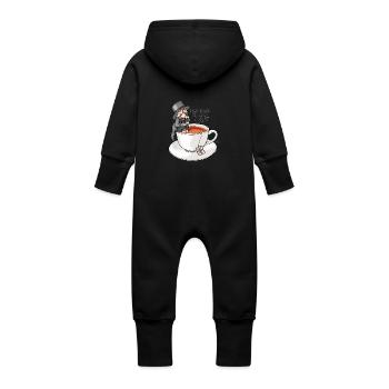 tea time like a Sir with Earl Grey (text) - Baby Organic Sweat Overalls With Hood - vanilla - Back
