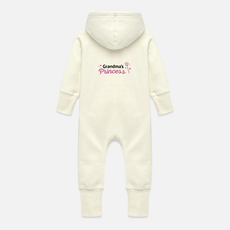 Grandmas princess mamies princesse - Grenouillère à capuche bio en molleton Bébé - vanille