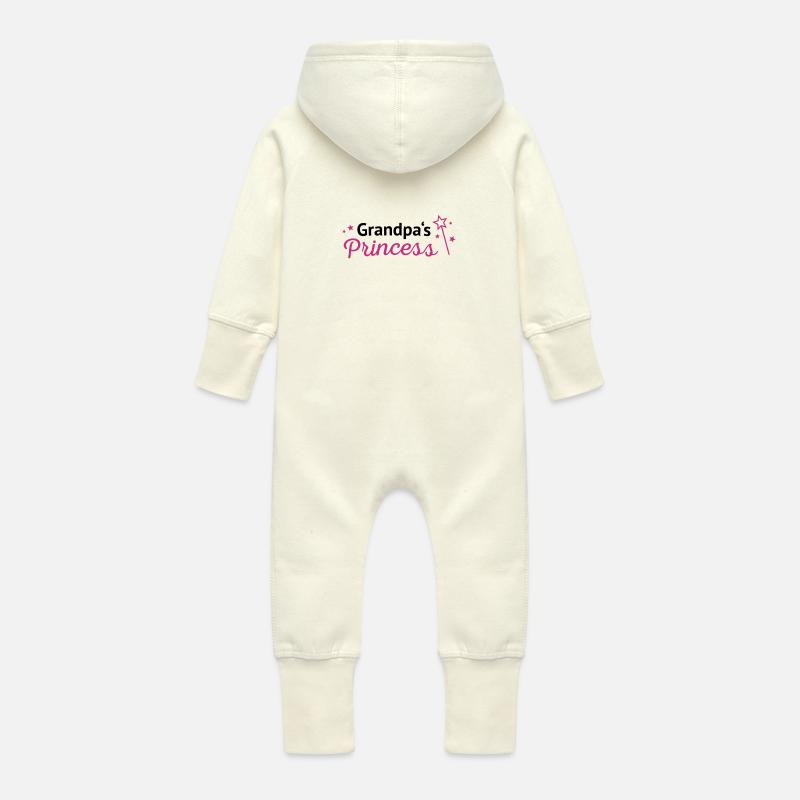 Grandpas princess - Grenouillère à capuche bio en molleton Bébé - vanille