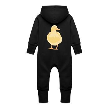 yellow duck - Baby Organic Sweat Overalls With Hood - vanilla - Back