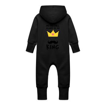 My dad will always be my King T-shirt - Baby Organic Sweat Overalls With Hood -  - Back