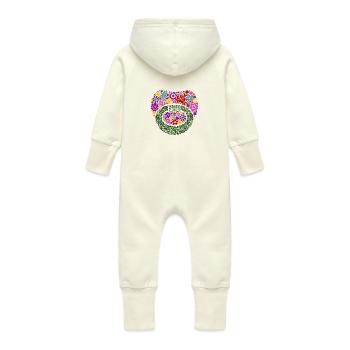 Schnuller aus Blumenmuster - Baby Bio Sweat Overall mit Kapuze - Vanille-Milchshake - Hinten