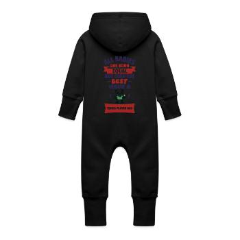 Baby,Papa Tennisspieler,Tennis,Geburtsgeschenk,Hum - Baby Bio Sweat Overall mit Kapuze - Vanille-Milchshake - Hinten