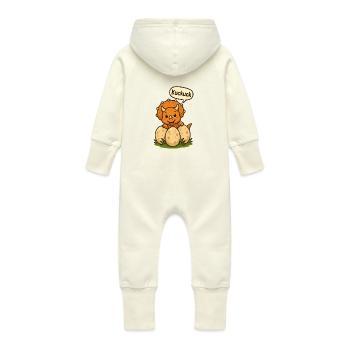 Coucou Le Joyeux Tricératops - Grenouillère à capuche bio en molleton Bébé - vanille - Dos