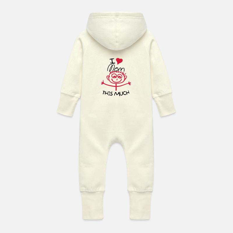 J'aime maman - Grenouillère à capuche bio en molleton Bébé - vanille