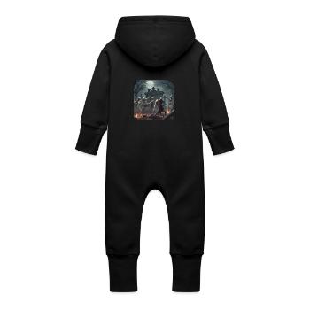 Spooky fun - Baby Organic Sweat Overalls With Hood - vanilla - Back