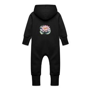 Flower Power - Baby Organic Sweat Overalls With Hood - vanilla - Back
