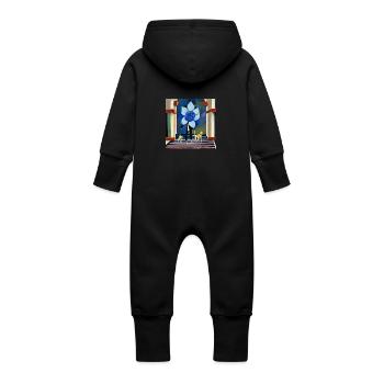 A blue flower in my head - Baby Organic Sweat Overalls With Hood - vanilla - Back