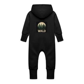 Fir Trees Forest Design - Baby Organic Sweat Overalls With Hood - vanilla - Back