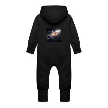 Illusion spatiale futuriste - Grenouillère à capuche bio en molleton Bébé - vanille - Dos