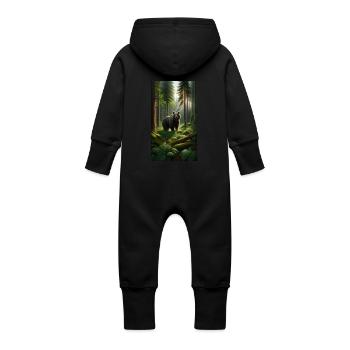 Ours brun - Grenouillère à capuche bio en molleton Bébé - vanille - Dos